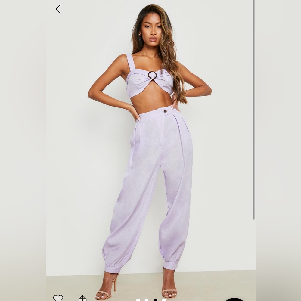 Lavender BooHoo linen trousers size 6